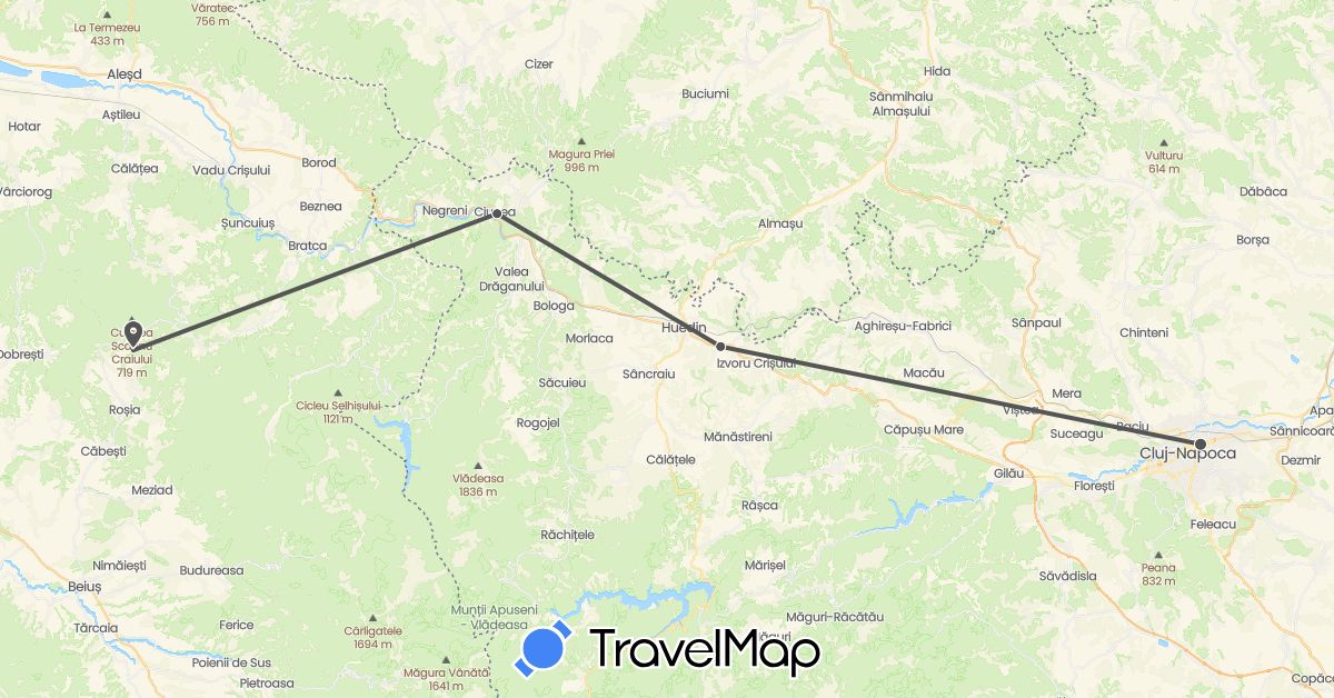 TravelMap itinerary: driving, motorbike in Romania (Europe)